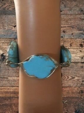 Plunder Turquoise Blue Wire-Wrapped Stone Bracelet